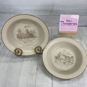 Collection Manoir CXY1 Cabin & Boat Hand Crafted Korea Ceramic Rim Bowls Set 2